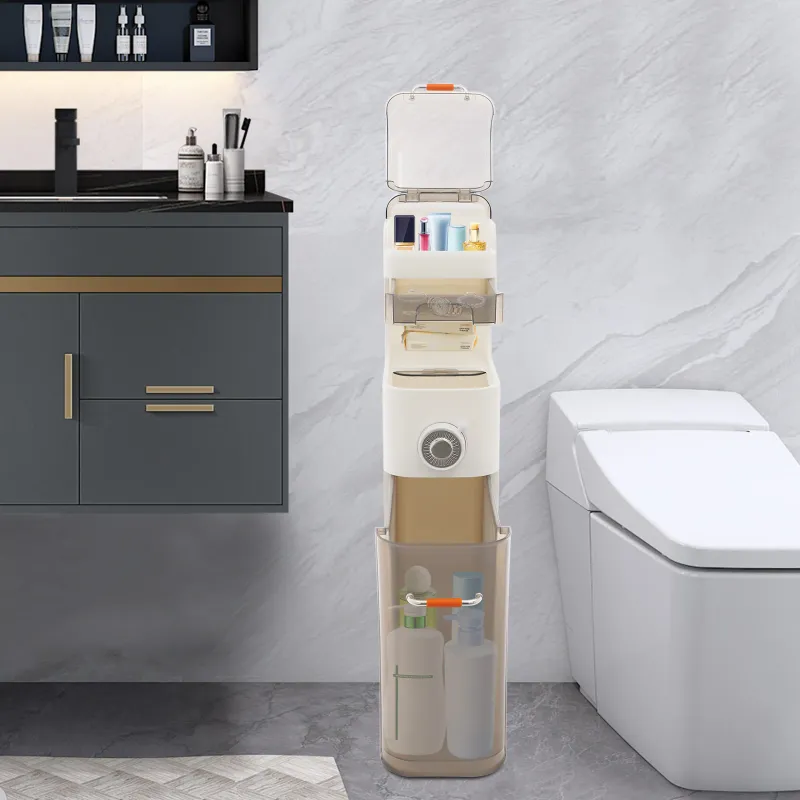 Slim Bathroom Storage Cabinet with Wheels 4