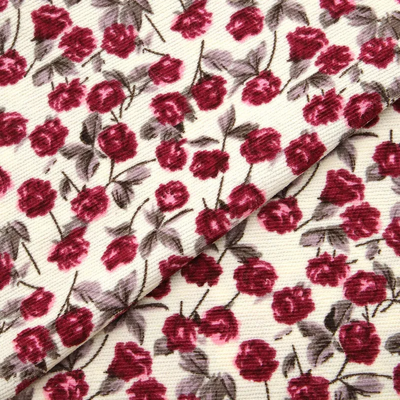 Floral Corduroy Fabric - DIY Dress Material 4