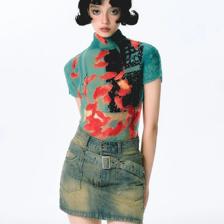 Tie Dye Bodycon Crop Tops 4