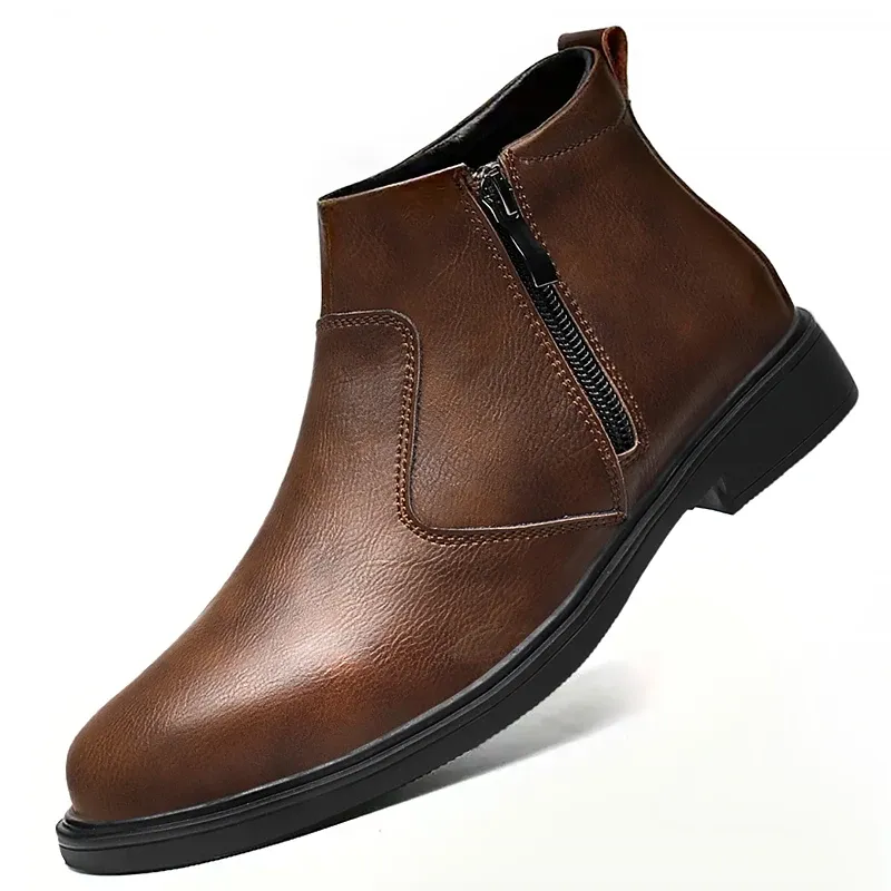 Men's Zippered Leather Chelsea Boots 1