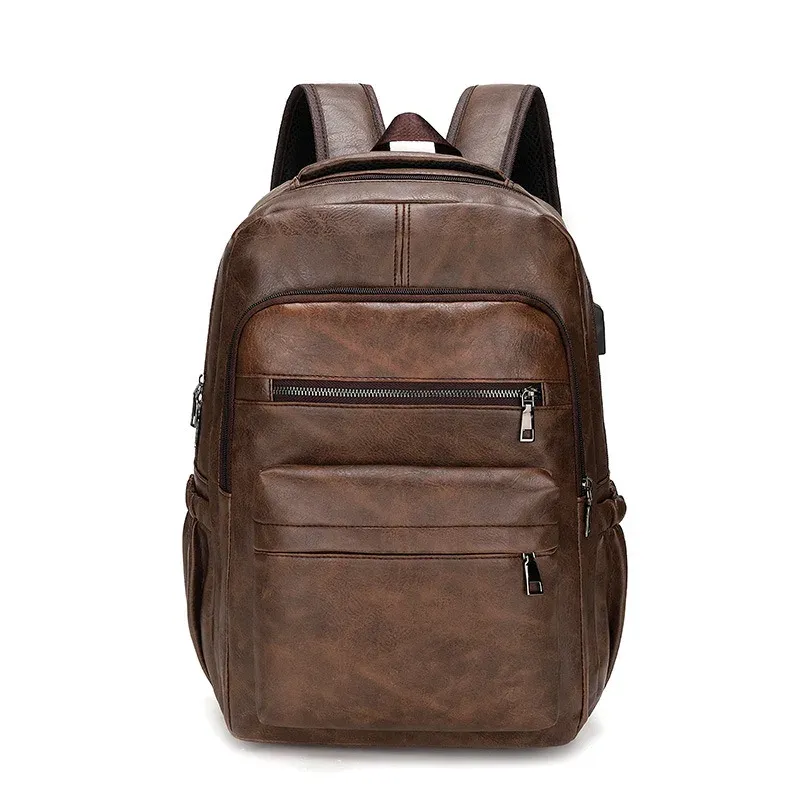 USB Charging Leather Laptop Backpack 3