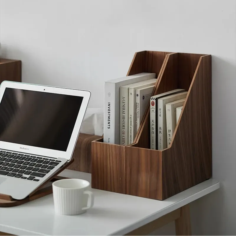 Wood Desktop Organizer Vertical File Holder 3