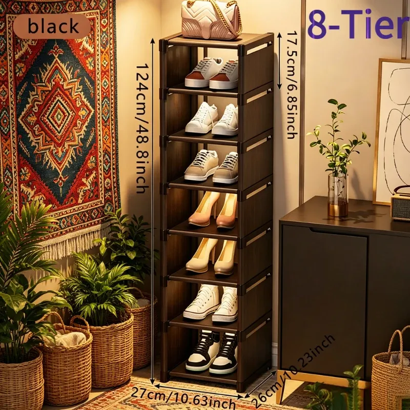 8-Tier Slim Black Shoe Rack Organizer 6