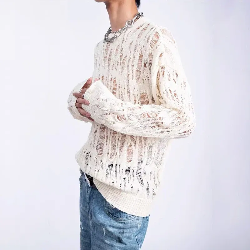 Vintage Ripped Mesh Knit Sweater 5