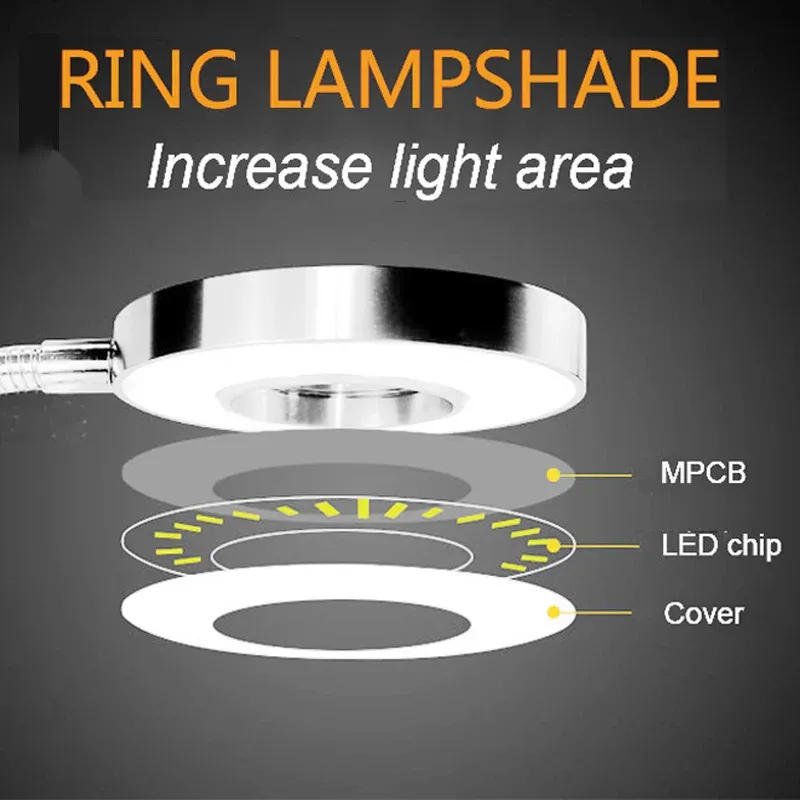 LED Ring Clamp Lamp with Adjustable Gooseneck 3