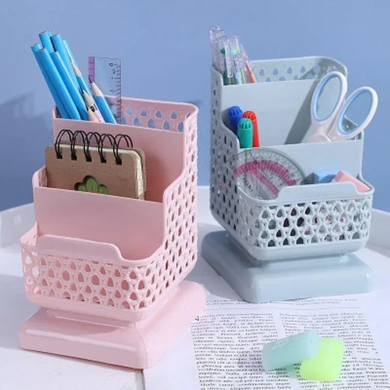 Plastic Pen Holder Desk Storage Box Pencil Tray School Office Stationery Supplies Desktop Accessories Organizer Student Gift 3