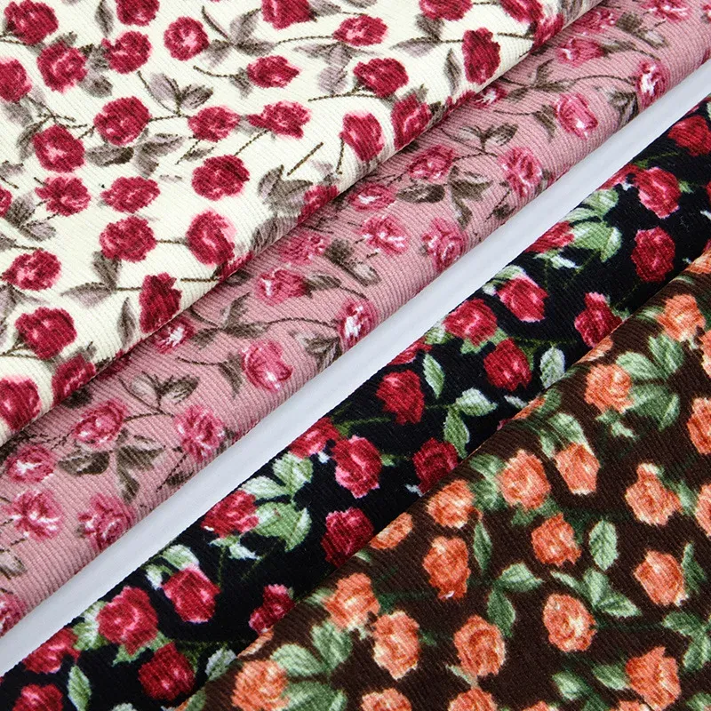 Floral Corduroy Fabric - DIY Dress Material 1