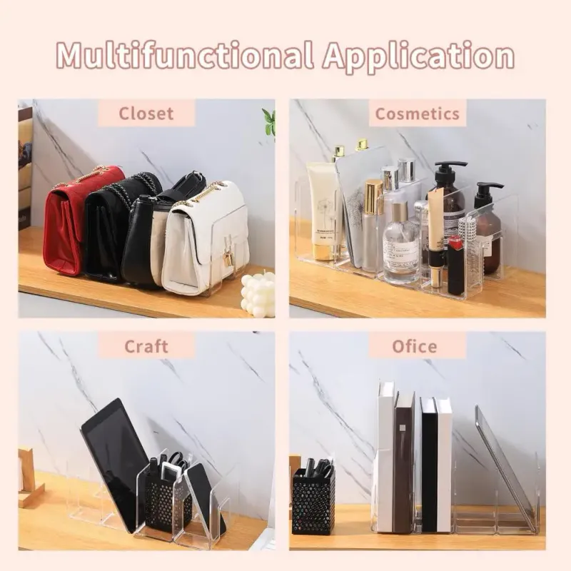 Clear Purse Organizer 4-Section Shelf Divider 5