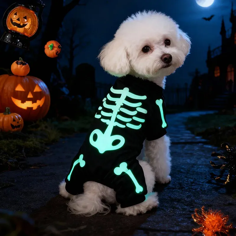 Skull Bone Halloween Dog Jumpsuit 2