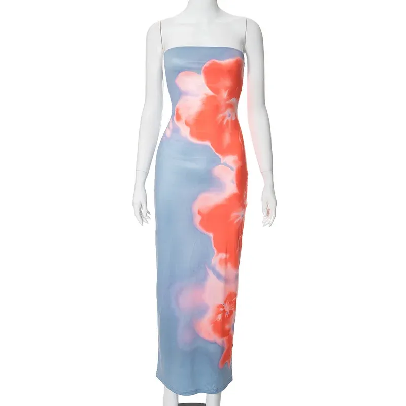 Strapless Print Tube Maxi Dress 5