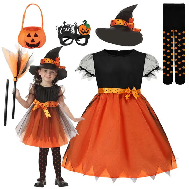 Girls Pumpkin Costume Dress 1