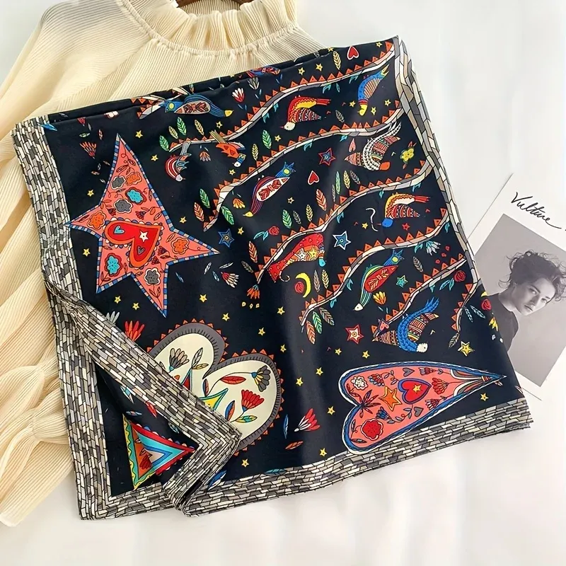 Luxury Tree Print Silk Scarf 90x90cm 1