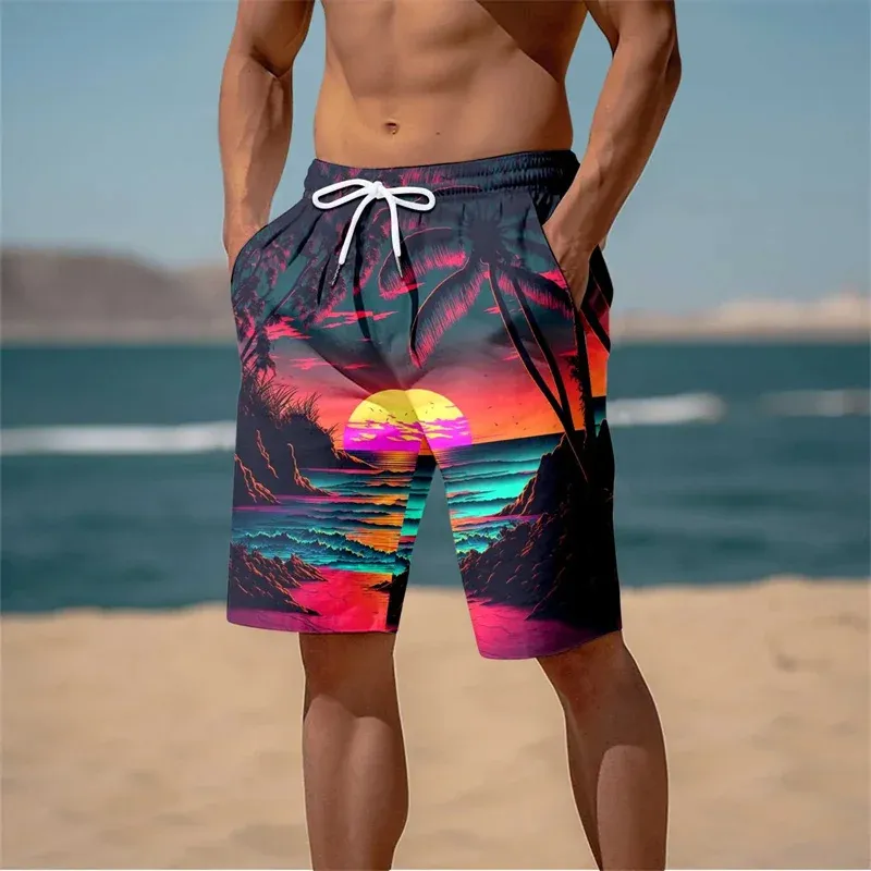 Harajuku 3D Palm Tree Beach Shorts 6