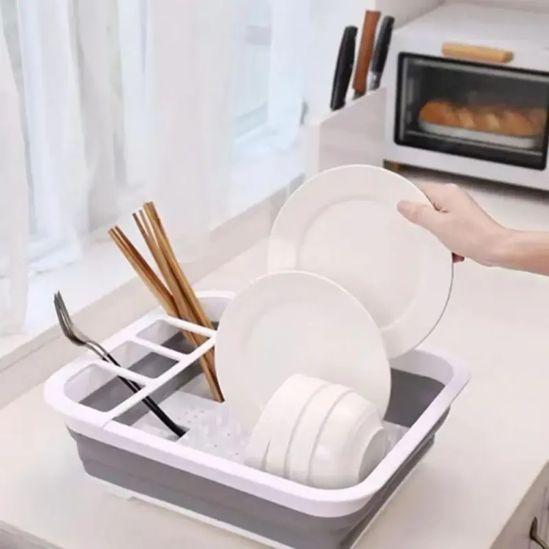 Foldable Dish Drying Rack with Drainboard 4