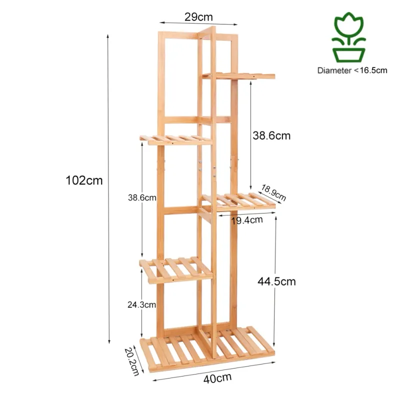 Bamboo Tiered Plant Stand Shelf Rack 6