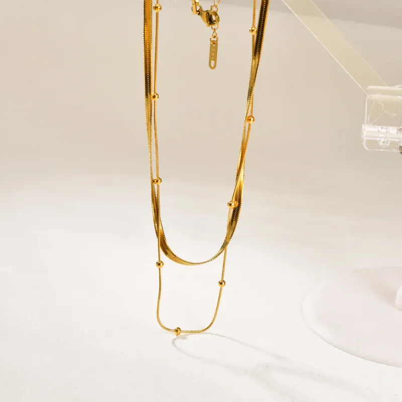 L68 Luxury Gold Plated Multi-layer Beads Necklace 1
