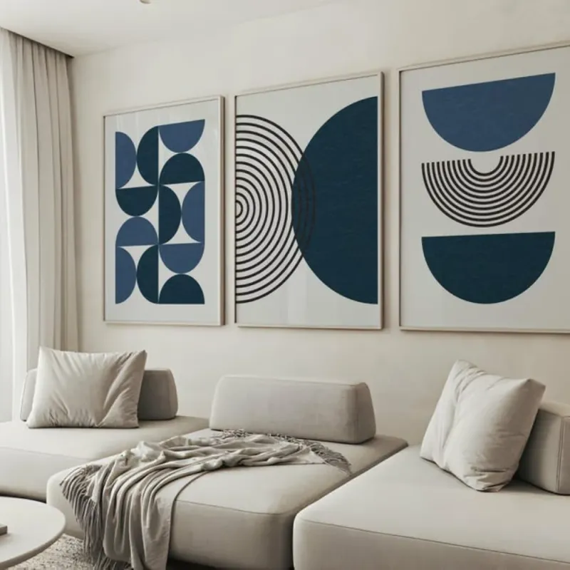 Navy Blue Botanical Wall Art Set of 3 3