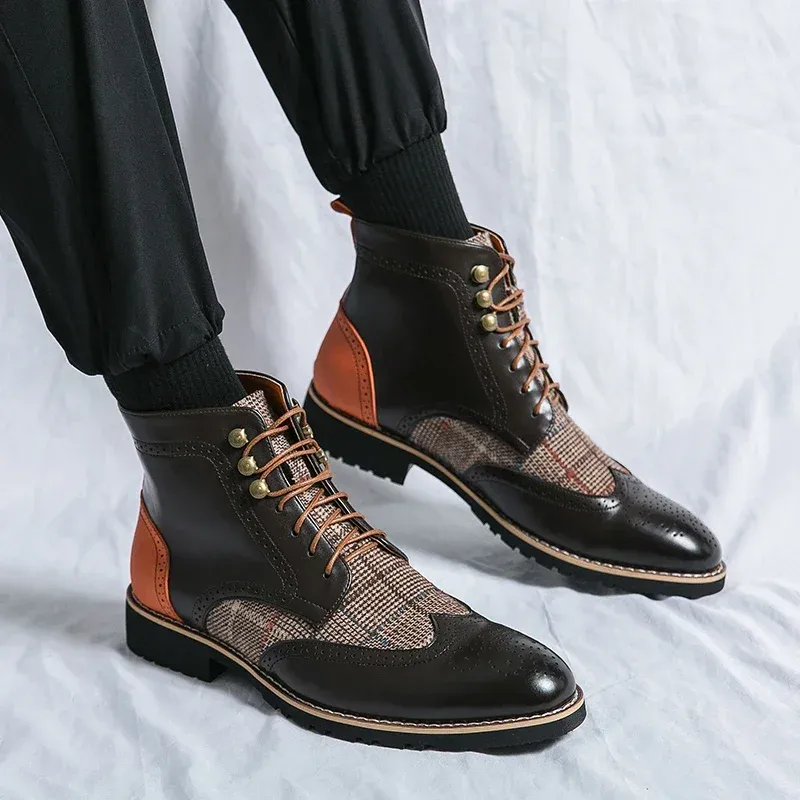Retro Black Brogue High-Top Boots 3