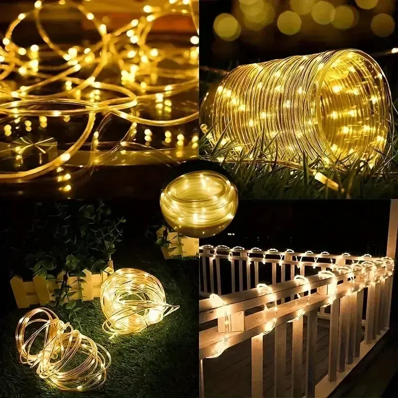 33FT Solar Rope Lights - 100 LED Outdoor String 6