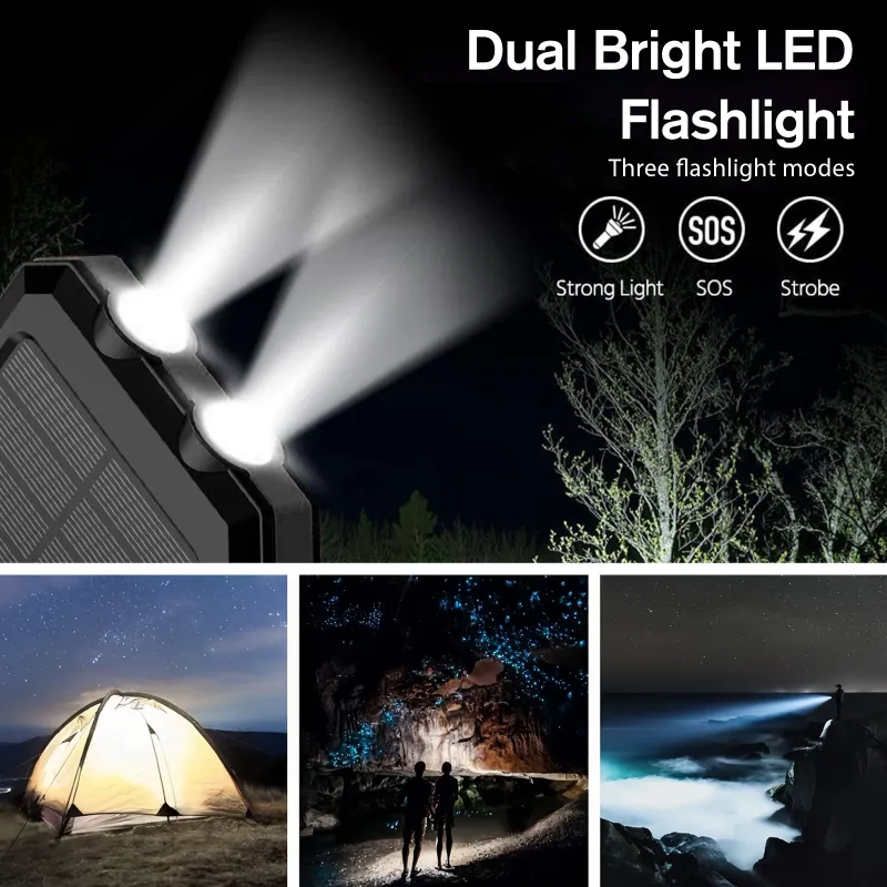 30000mAh Solar Power Bank with LED Flashlight 5