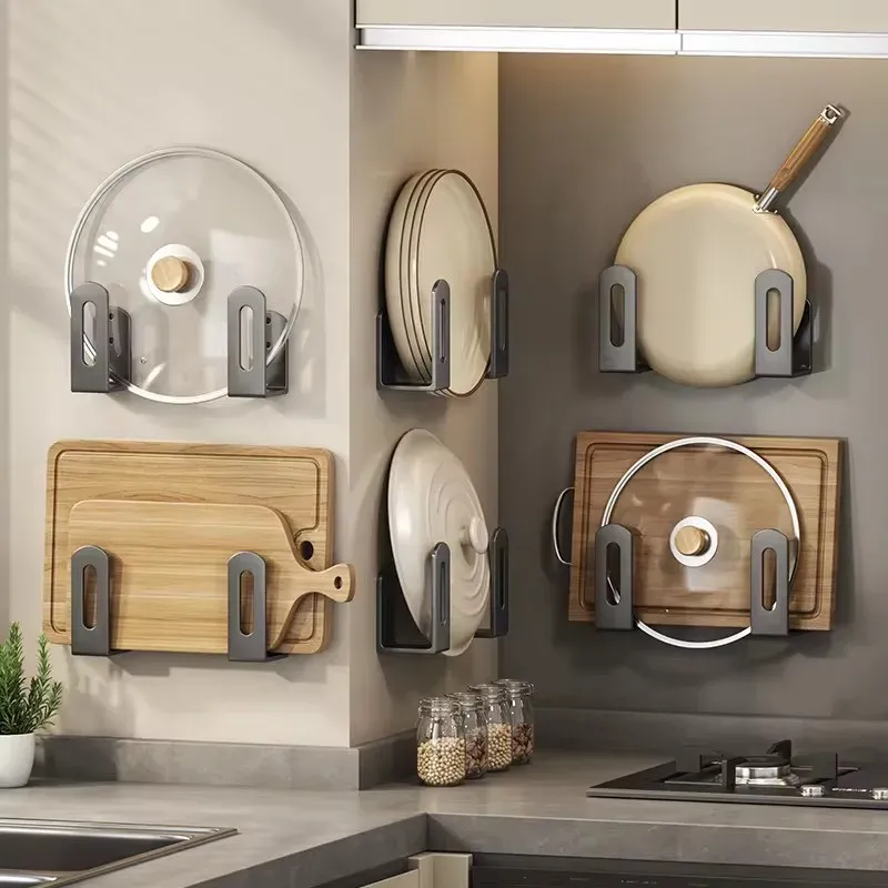 Pot Lid Rack Set with Storage Shelf 2