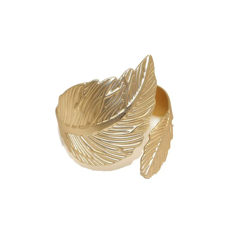 Matte Gold Fall Leaf Napkin Rings Set of 8 6