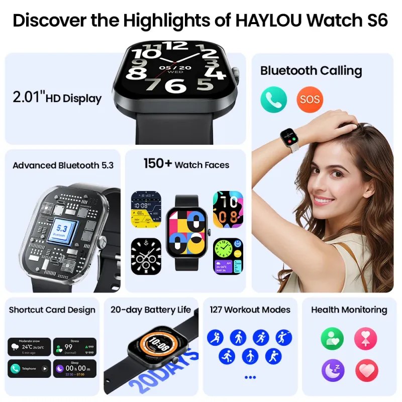 HAYLOU S6 Smartwatch - 2.01" HD Display 2