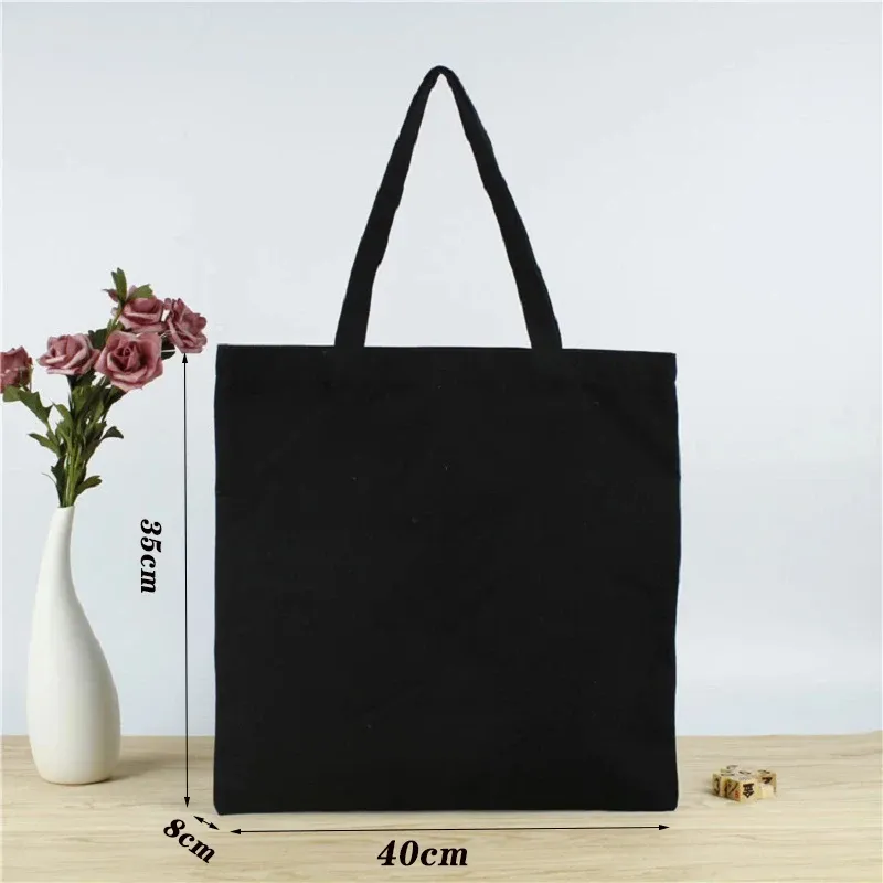 Large Black Canvas Student Handbag 3