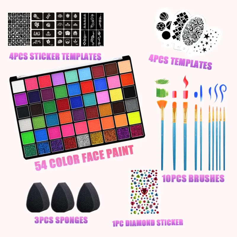 54 Colors Professional Face Paint Kit 3