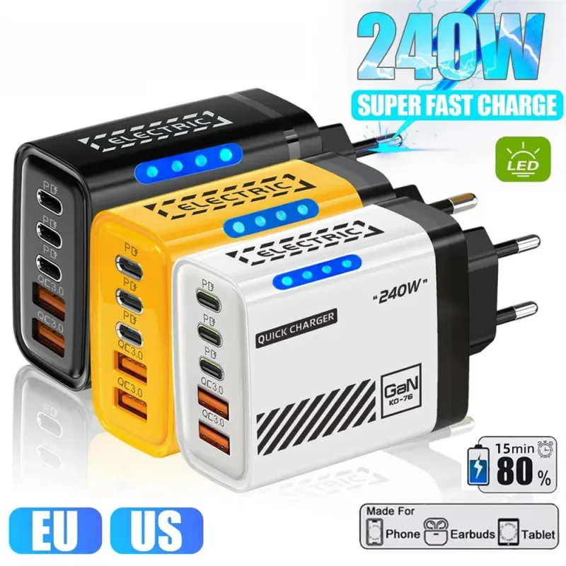 240W GaN 5-in-1 USB C Desktop Charger 1