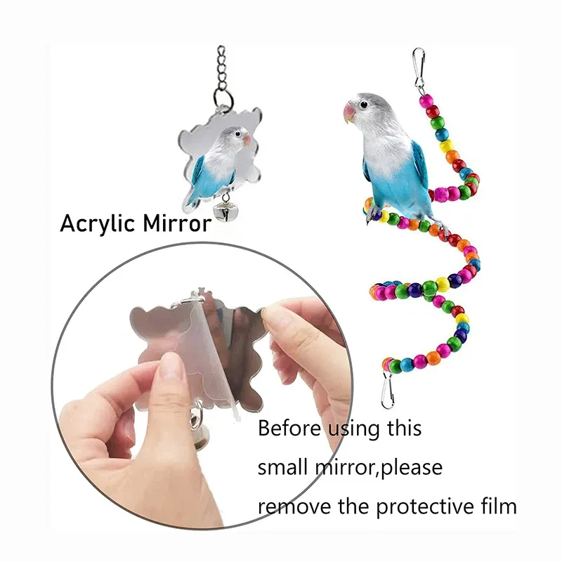 7pcs Wood Parrot Toys Set 4