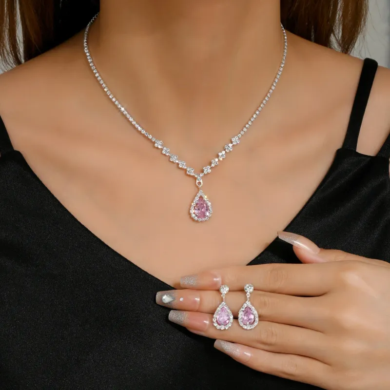 Feng Shui Drop Necklace & Earrings Two Piece Set 3