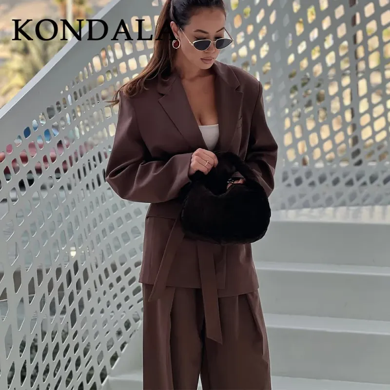 Elegant Brown Women's Office Suit Set 3