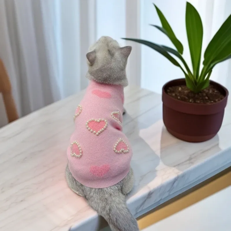 Knitted Pearl Dog Hoodie Sweater 1