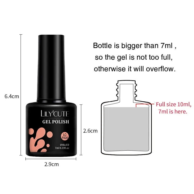 LILYCUTE 6Pcs Bright Pink Gel Nail Polish Set 5