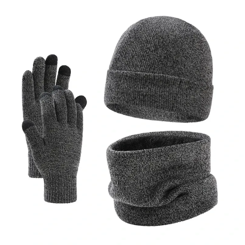 Men's Winter Beanie Scarf Gloves Set 1