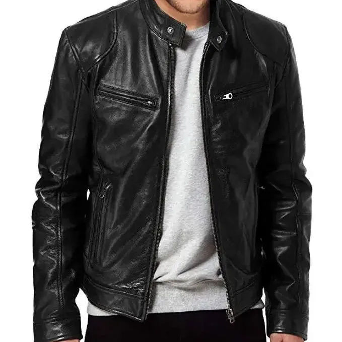 Men's PU Leather Bomber Jacket 2