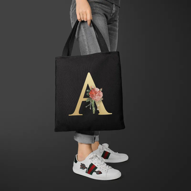 Personalized Canvas Tote Bag with Letter Printing 6