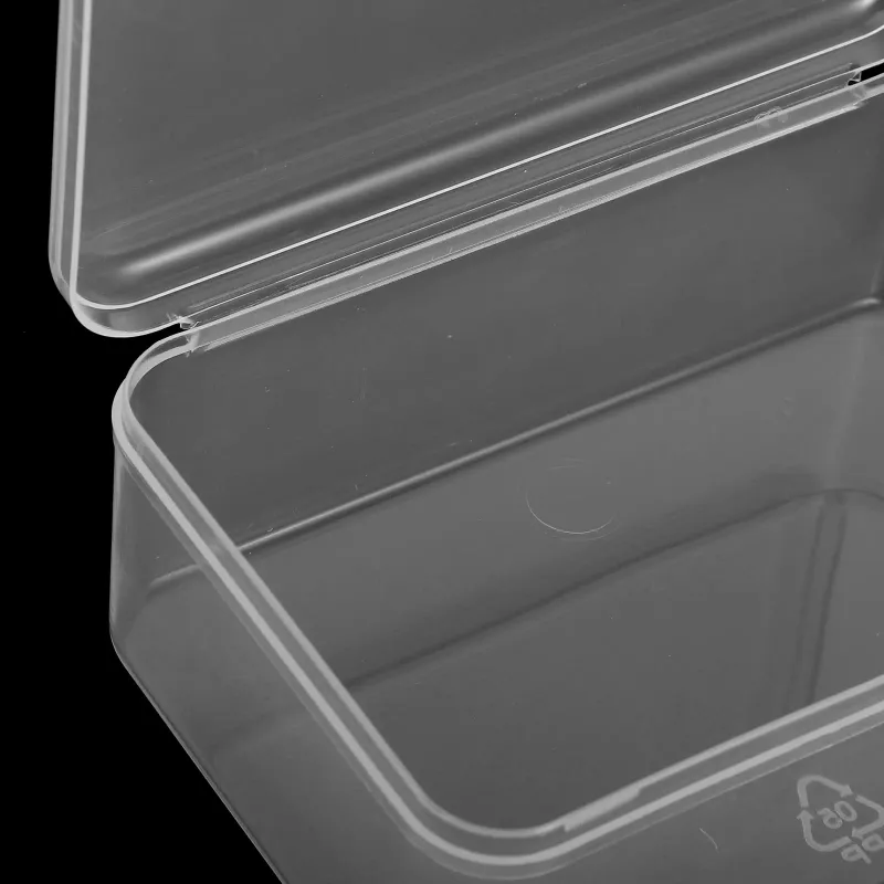 Transparent Plastic Storage Box Rectangular Small Container Clear Organizer Hinged Lid Stackable Storage Bin for Small Parts 5