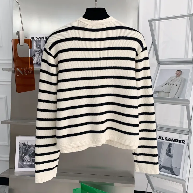 Women's Striped Knit Crop Cardigan 6