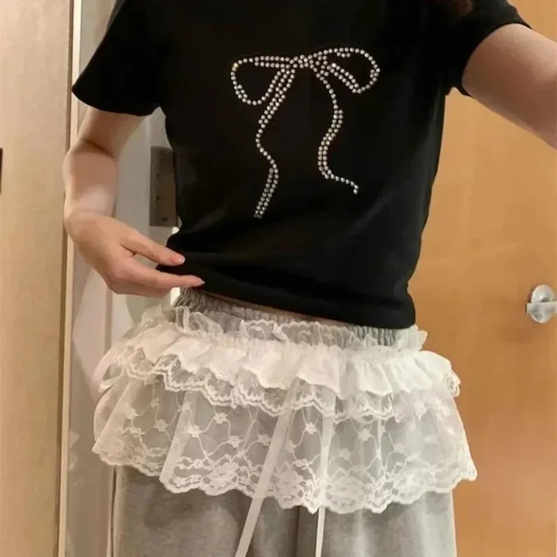Korean Lace Layered Gauze Mini Skirt 6