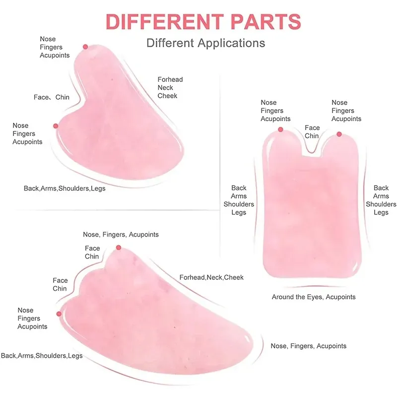 Rose Quartz Jade Roller & Gua Sha Set 5