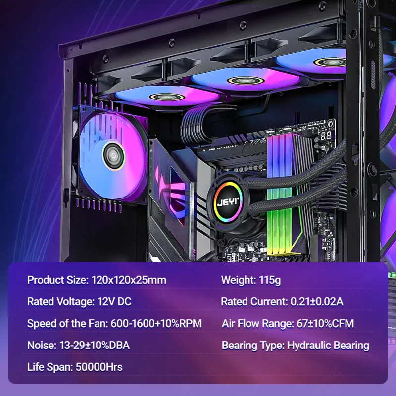 JEYI 120mm ARGB PWM Silent Fan 5