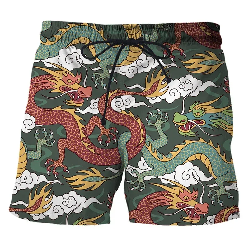 Chinese Dragon 3D Print Swim Trunks 1