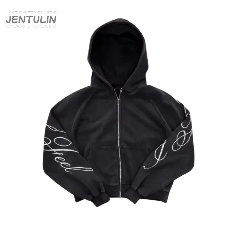 Black Y2K Oversized Zipper Hoodie 5