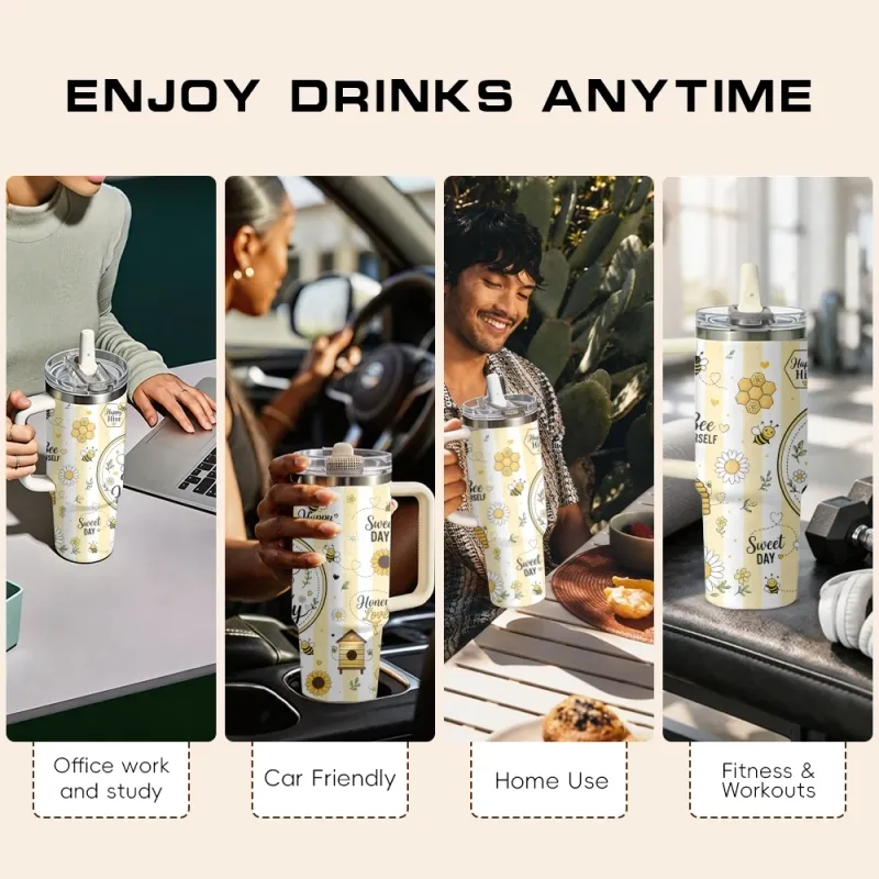 Bee Happy 40oz Vacuum Flask 3