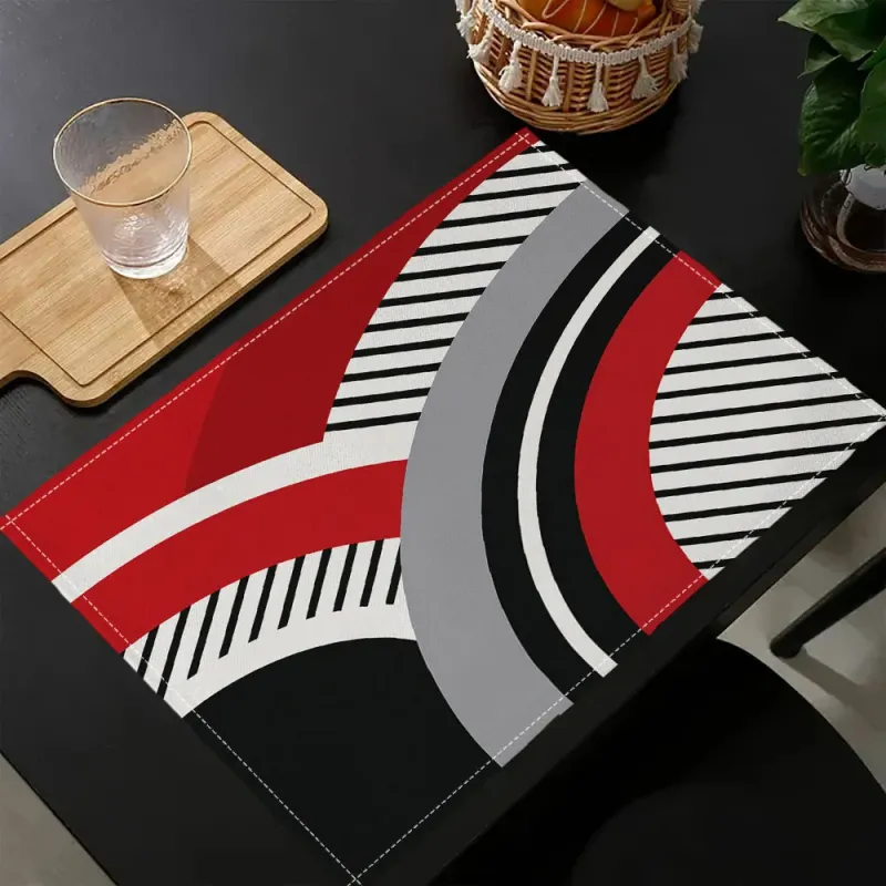 Red Black Geometric Autumn Placemat 3