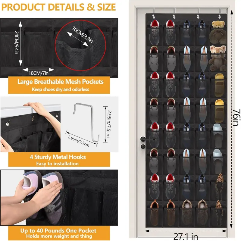 40-Pocket Over Door Shoe Organizer 3