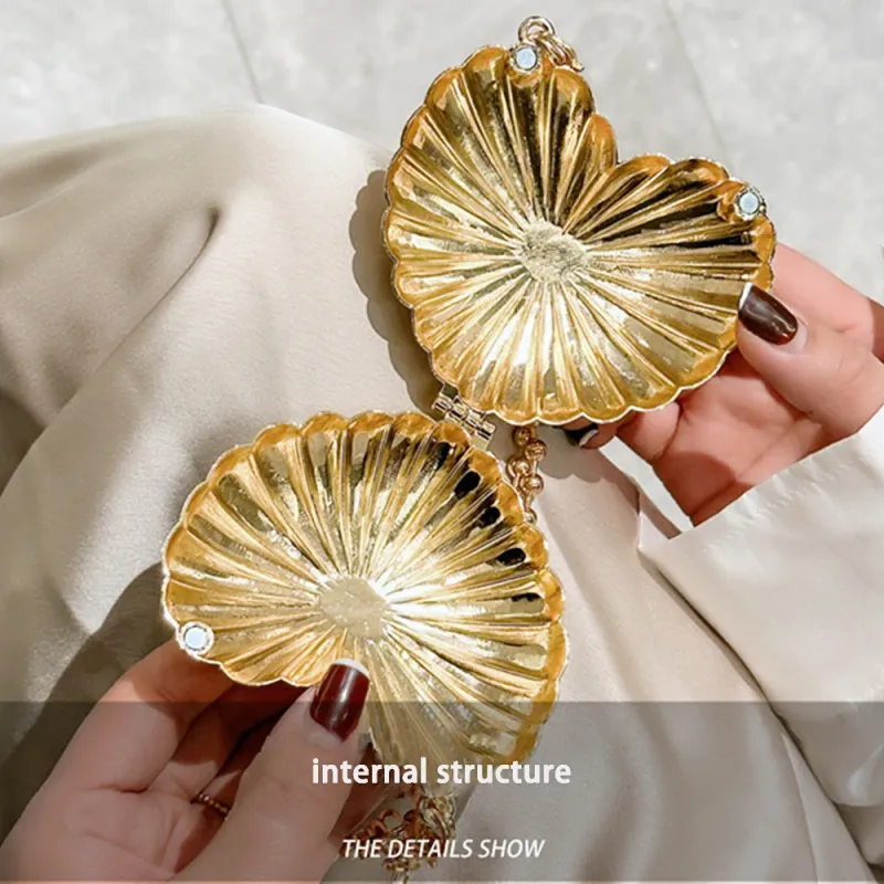 Golden Silver Heart Pattern Evening Clutch 4