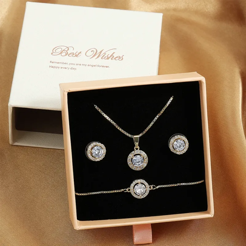 ZAKOL 3-Piece Shiny CZ Jewelry Set with Gift Box 2